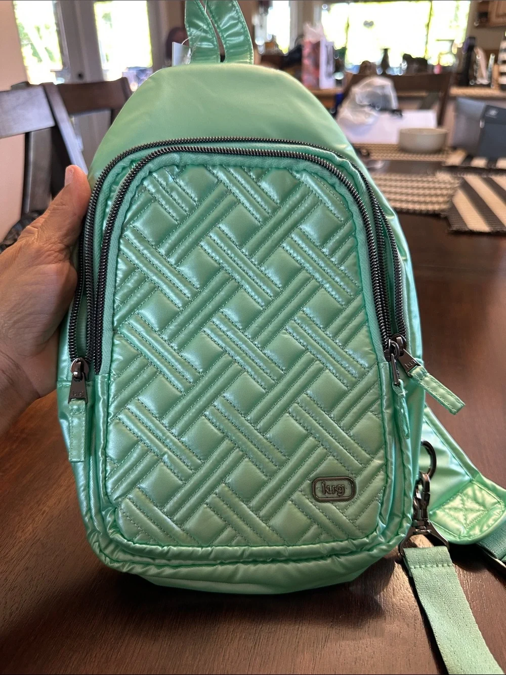Lug Scurry Mint Quilted Crossbody Sling Bag